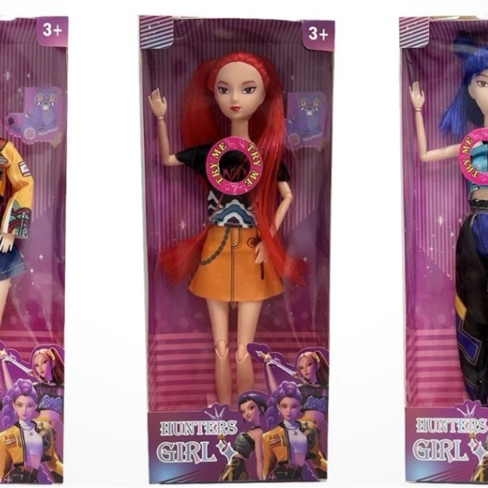 K-pop Demon Hunters–Style Dolls (Set of 3) – Light Up + Sing “Golden” – NEW